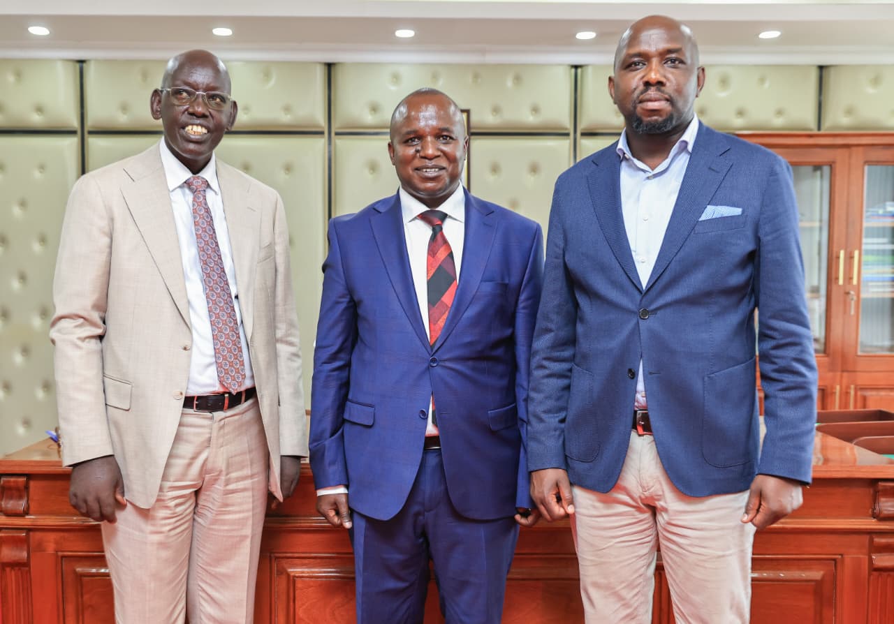 CS Kipchumba Murkomen, PS Belio Kipsang and Secretary NRB Mr Wanjau