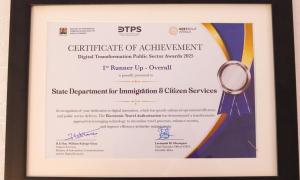 1st Runner Up Overall Digital Transformation Public Sector Awards 2025